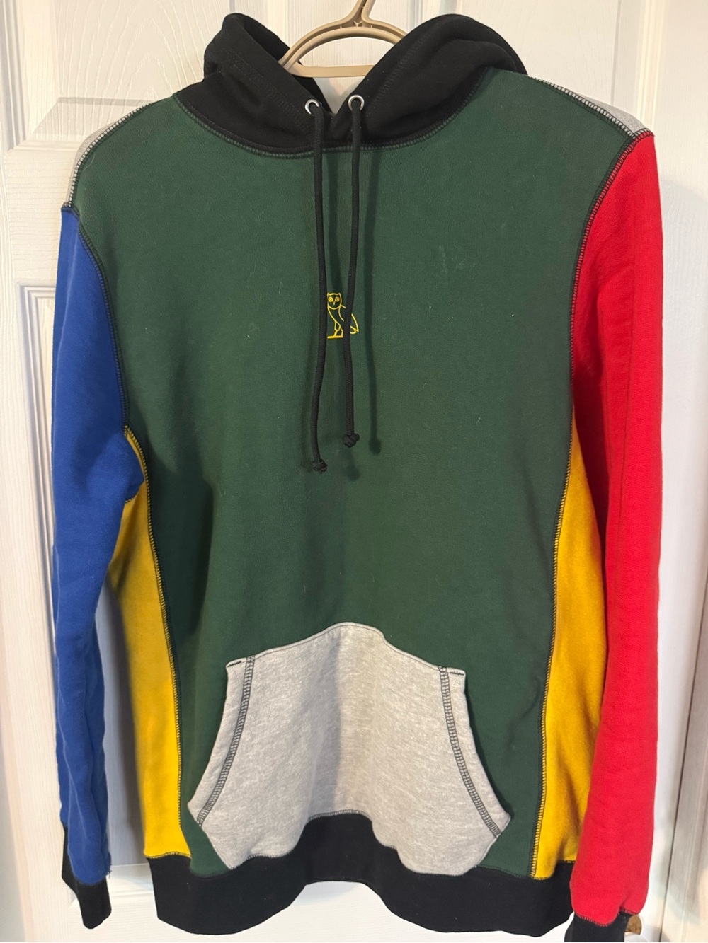 OVO Multicolor Panel Hoodie - Green, Red, Blue, Yellow, Gray